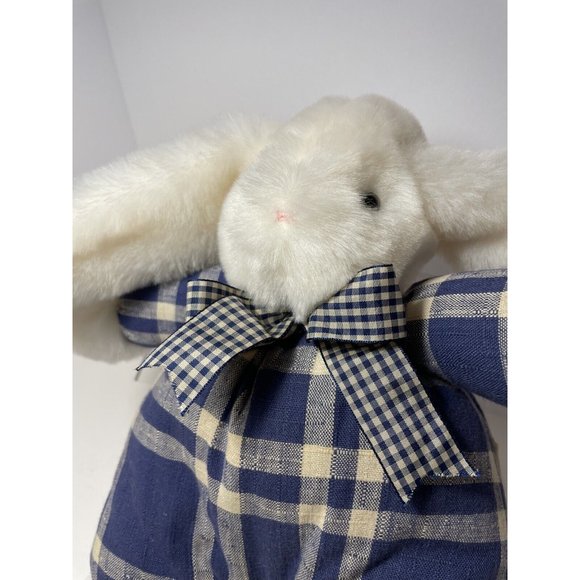 Bunnies By The Bay Reg# PA3261 Limited EDITION White Blue Plaid Large 12 In Bow - Picture 2 of 8